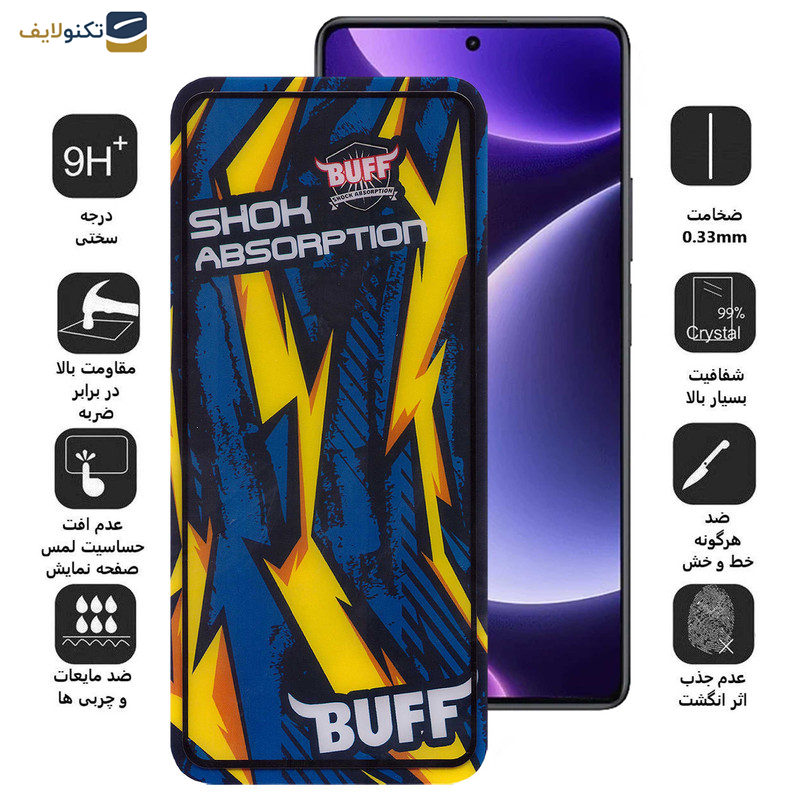 محافظ صفحه نمایش بوف مدل Shock-Shock مناسب برای گوشی موبایل شیائومی Redmi Note 12 Turbo - Note 12R Pro - Note 12 5G (China) - Buff Shock-Shock Glass Screen Protector For Xiaomi Redmi Note 12 Turbo - Note 12R Pro - Note 12 5G China