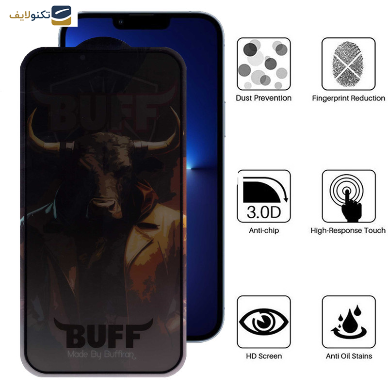 محافظ صفحه نمایش حریم شخصی بوف مدل Privacy Pro Plus مناسب برای گوشی موبایل اپل iPhone 13 Pro Max - 14 Plus - Buff Privacy Pro Plus Glass Screen Protector For Apple iPhone 13 Pro Max - 14 Plus