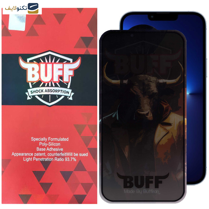محافظ صفحه نمایش حریم شخصی بوف مدل Privacy Pro Plus مناسب برای گوشی موبایل اپل iPhone 13 Pro Max - 14 Plus - Buff Privacy Pro Plus Glass Screen Protector For Apple iPhone 13 Pro Max - 14 Plus