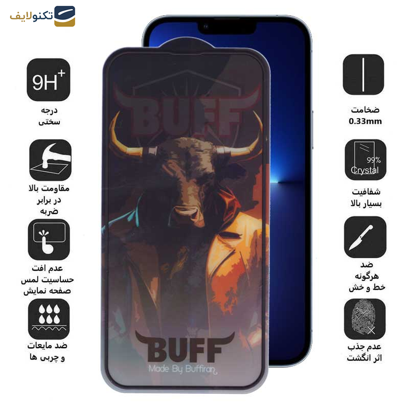 محافظ صفحه نمایش بوف مدل AirBag-Pro-G مناسب برای گوشی موبایل اپل iPhone 13 Pro Max - 14 Plus - Buff AirBag-Pro-G Glass Screen Protector For Apple iPhone 13 Pro Max - 14 Plus