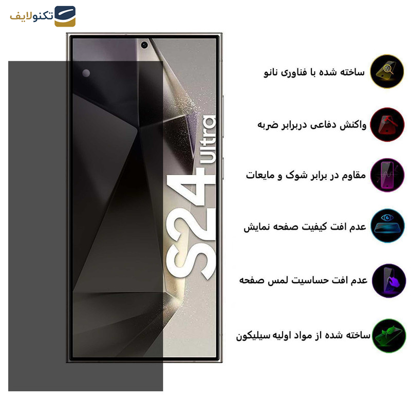 محافظ صفحه نمایش حریم شخصی بوف مدل Silicone-Privacy-G مناسب برای گوشی موبایل سامسونگ Galaxy S24 Ultra - Buff Silicone-Privacy-G Screen Protector For Samsung Galaxy S24 Ultra