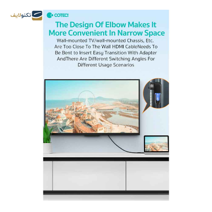 تبدیل HDMI مادگی به نری کوتتسی مدل 87605 L-Type زاویه 90 درجه - Coteetci 87605 L-Type Converter Female To male 90 Degrees