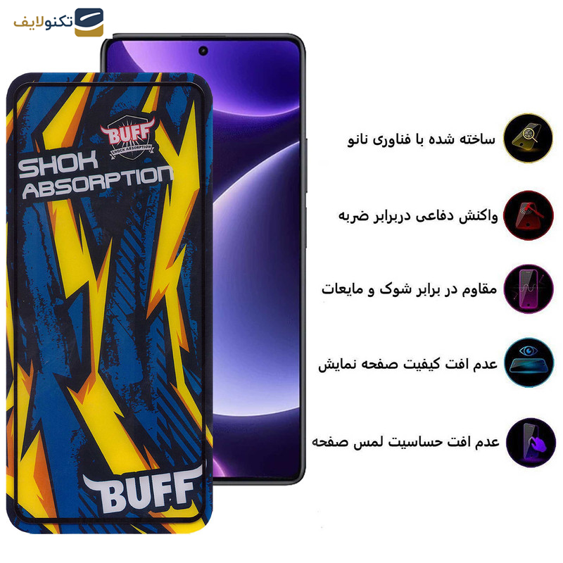 محافظ صفحه نمایش بوف مدل Shock-Shock-G مناسب برای گوشی موبایل شیائومی Redmi Note 12 Turbo - Note 12R Pro - Note 12 5G (China) - Buff Shock-Shock-G Glass Screen Protector For Xiaomi Redmi Note 12 Turbo - Note 12R Pro - Note 12 5G China