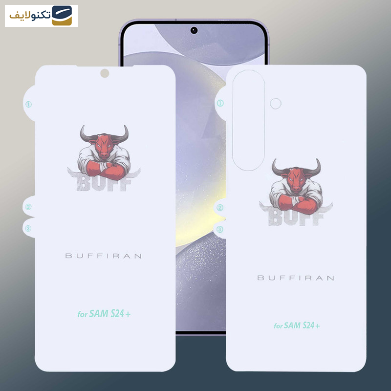 محافظ صفحه نمایش بوف مدل HydroBull مناسب برای گوشی موبایل سامسونگ Galaxy S24 Plus به همراه محافظ پشت گوشی - Buff HydroBull model screen protector suitable for Samsung Galaxy S24 Plus mobile phone along with phone back protector