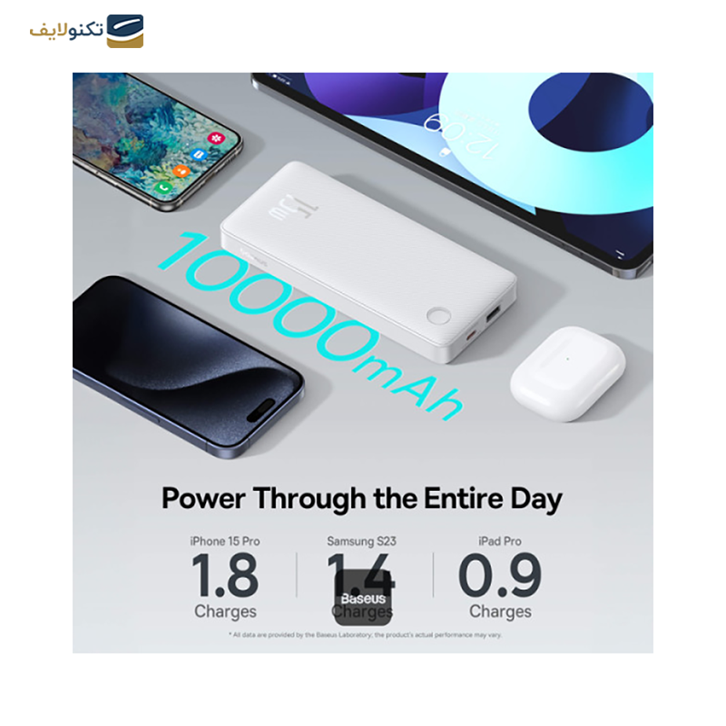 پاوربانک باسئوس مدل Airpow P100067500213-00 ظرفیت 10000 میلی آمپر - Baseus Airpow P100067500213-00 10000mAh 15W Power Bank