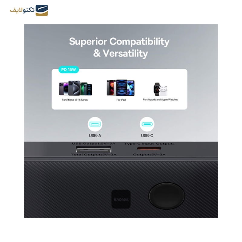 پاوربانک باسئوس مدل Airpow P100067500213-00 ظرفیت 10000 میلی آمپر - Baseus Airpow P100067500213-00 10000mAh 15W Power Bank