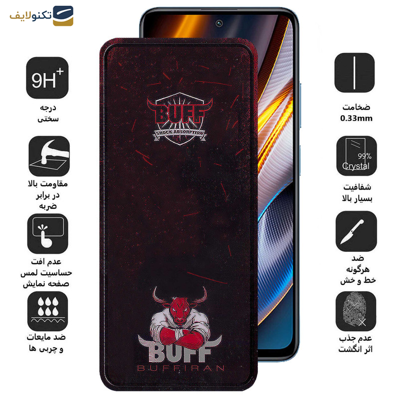 محافظ صفحه نمایش بوف مدل Muscle-Bull مناسب برای گوشی موبایل شیائومی Poco X4 GT - X3 GT - M4 Pro 5G - Redmi K50i - Note 11S 5G - Buff Muscle-Bull Glass Screen Protector For Xiaomi Poco X4 GT-X3 GT-M4 Pro 5G-Redmi K50i-Note 11S 5G