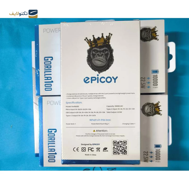 پاوربانک اپیکوی مدل Gorilla100 ظرفیت 10000 میلی‌ آمپر ساعت - Epicoy Gorilla100 10000mah Power Bank