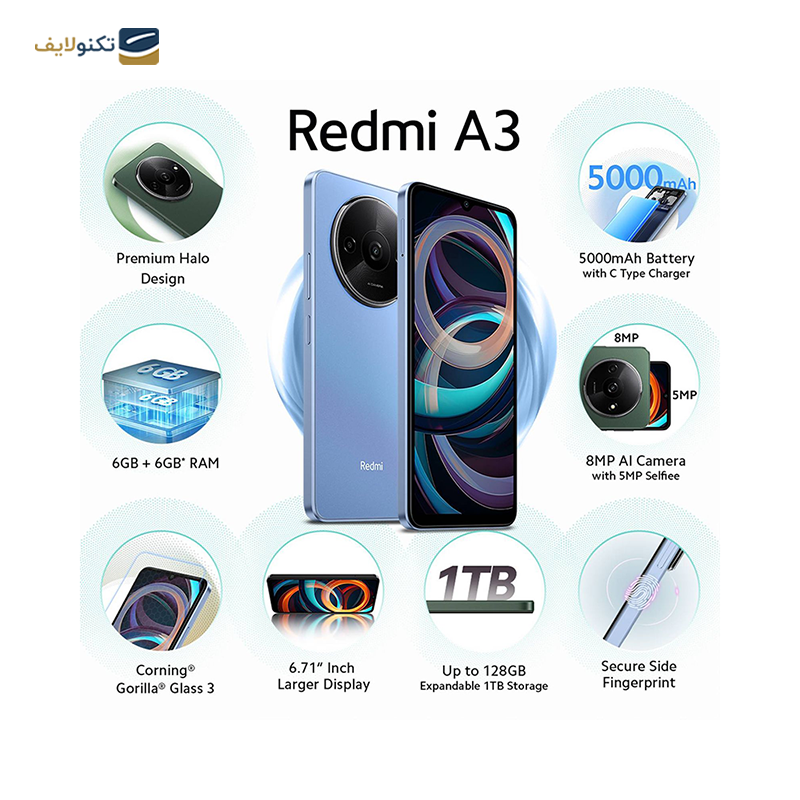 گوشی موبایل شیائومی مدل Redmi A3 ظرفیت 128 گیگابایت رم 4 گیگابایت - Xiaomi Redmi A3 128/4GB