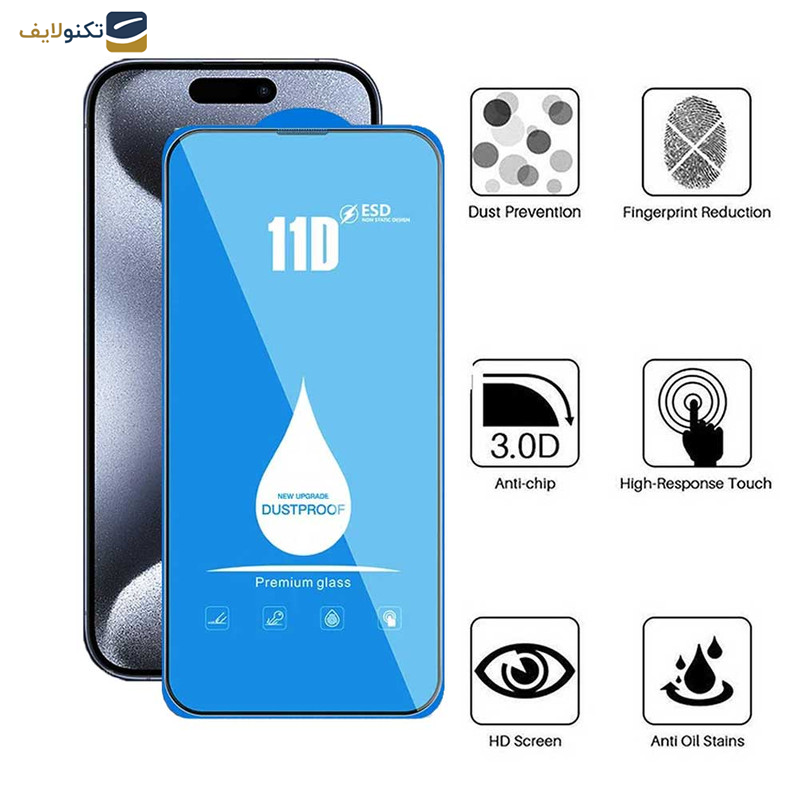 محافظ صفحه نمایش 11D اپیکوی مدل Blue ESD مناسب برای گوشی موبایل اپل iPhone 15 Pro Max - Epicoy 11D Blue ESD Screen Protector For Apple iPhone 15 Pro Max