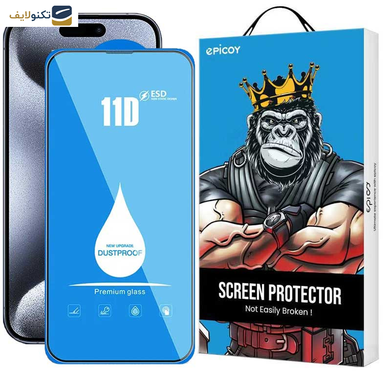 محافظ صفحه نمایش 11D اپیکوی مدل Blue ESD مناسب برای گوشی موبایل اپل iPhone 15 Pro Max - Epicoy 11D Blue ESD Screen Protector For Apple iPhone 15 Pro Max