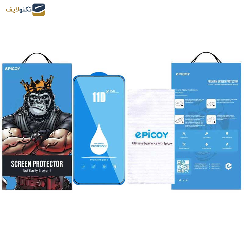 محافظ صفحه نمایش 11D اپیکوی مدل Blue ESD مناسب برای گوشی موبایل اپل iPhone 15 Pro Max - Epicoy 11D Blue ESD Screen Protector For Apple iPhone 15 Pro Max