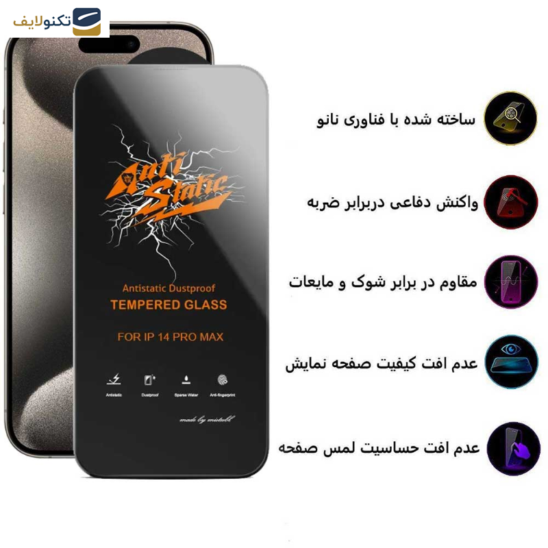 محافظ صفحه نمایش اپیکوی مدل AntiStatic DustProof مناسب برای گوشی موبایل اپل iPhone 15 Pro Max - Epicoy AntiStatic DustProof Screen Protector For Apple iPhone 15 Pro Max