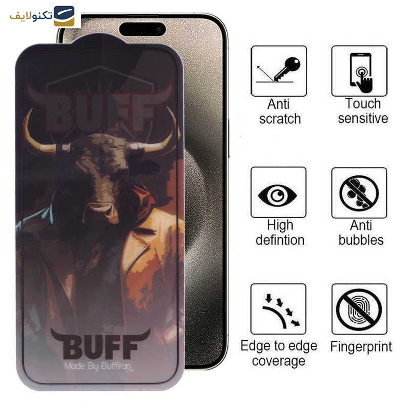 محافظ صفحه نمایش بوف مدل Crystal Pro-G مناسب برای گوشی موبایل اپل iPhone 15 Pro Max - Buff Crystal Pro-G Glass Screen Protector For Apple iPhone 15 Pro Max