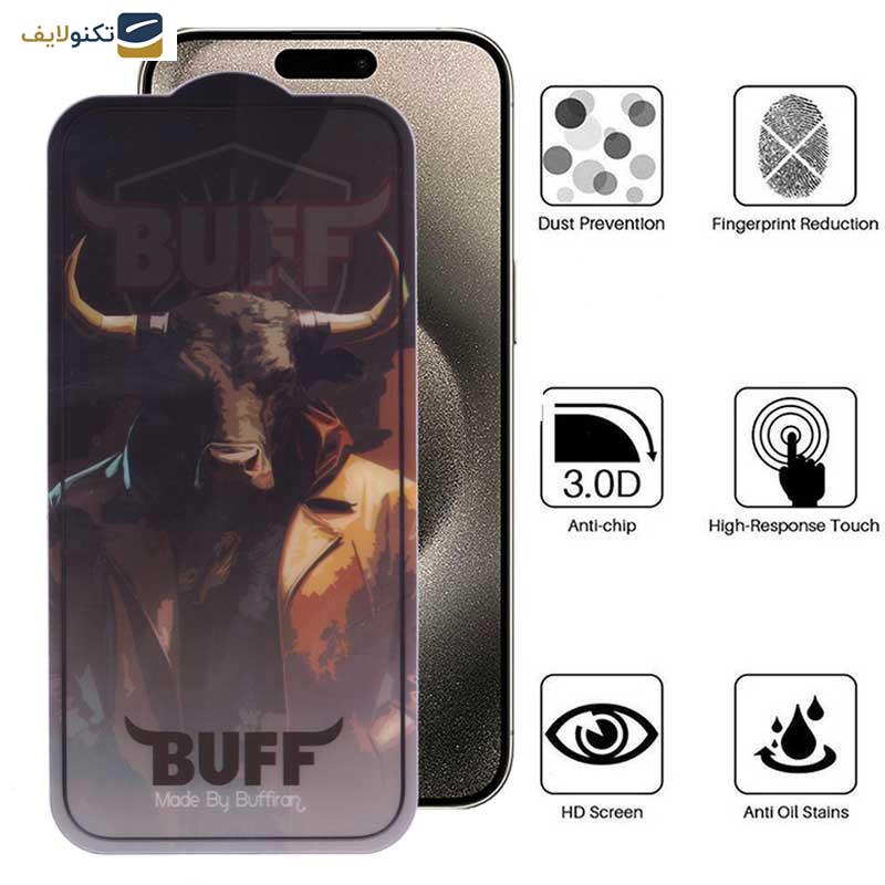 محافظ صفحه نمایش بوف مدل Crystal Pro-G مناسب برای گوشی موبایل اپل iPhone 15 Pro Max - Buff Crystal Pro-G Glass Screen Protector For Apple iPhone 15 Pro Max