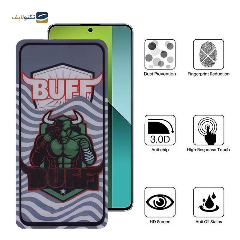 گلس گوشی شیائومی Redmi Note 13 بوف مدل Super Power 5D - Buff 5D Super Power Glass Screen Protector For Xiaomi Redmi Note 13