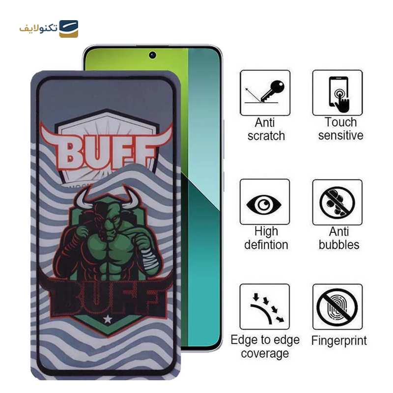 گلس گوشی شیائومی Redmi Note 13 بوف مدل Super Power 5D - Buff 5D Super Power Glass Screen Protector For Xiaomi Redmi Note 13